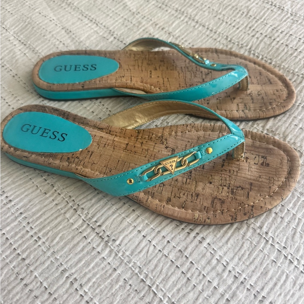 Guess Women's Blue and Gold Sandals